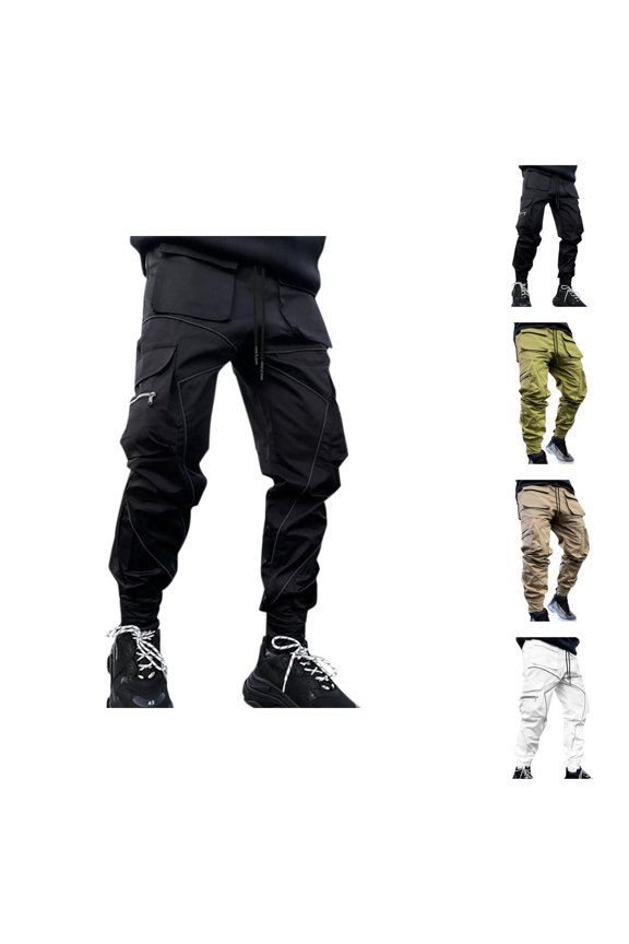 Mens Casual Pants Slacks for Men Men's Casual Pants Mid Waist Retro Reflective Drawstring Printed Ethnic Design with Pockets Ideal for Everyday Wear