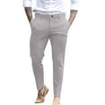 thumbnail image 1 of Mens Casual Pants Slim Fit Business Solid Color Trousers with Pockets Flat Front Stretchy Dressy Slacks for Men Grey XXL, 1 of 5