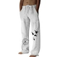 thumbnail image 1 of Mens Casual Pants Slim Fit Straight Fit Classic Casual Pants Breathable Cotton Loose Fit Summer Beach Yoga Trousers, 1 of 5