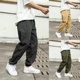thumbnail image 1 of Mens Casual Pants Solid Color Elastic Waist Straight Joggers Trousers Work Stretchy Classic Mens Dress Slacks with Pockets, 1 of 5