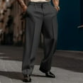 thumbnail image 1 of Mens Casual Pants Solid Color Straight Leg Work Pants Loose Fit Business Trousers for Men Black M, 1 of 8