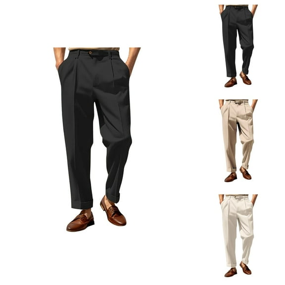 Mens Casual Pants Sweat Pants for Mens Men's Casual Pants Solid Color Business Casual Straight Button Suit Trousers for Versatile Style