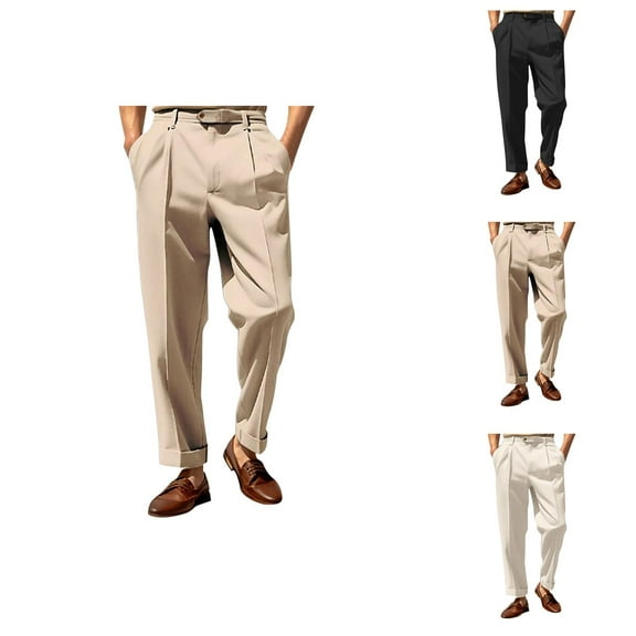 Mens Casual Pants Sweat Pants for Mens Men's Casual Pants Solid Color Business Casual Straight Button Suit Trousers for Versatile Style