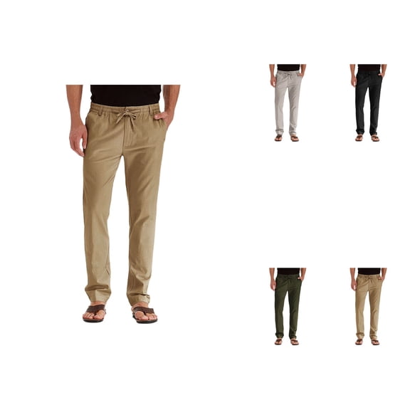 Mens Casual Pants with Elastic Waistband, Zip Fly, Adjustable Internal Drawstring, Jogging Sweatpants, Multiple Colors, Various Sizes