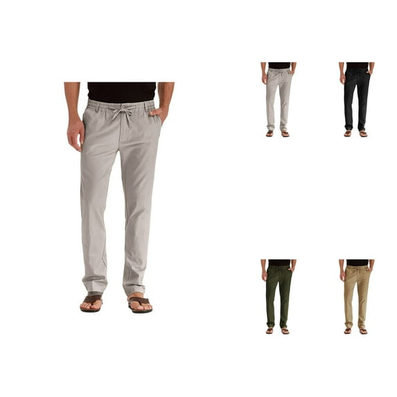 Mens Casual Pants with Elastic Waistband, Zip Fly, Adjustable Internal Drawstring, Jogging Sweatpants, Multiple Colors, Various Sizes