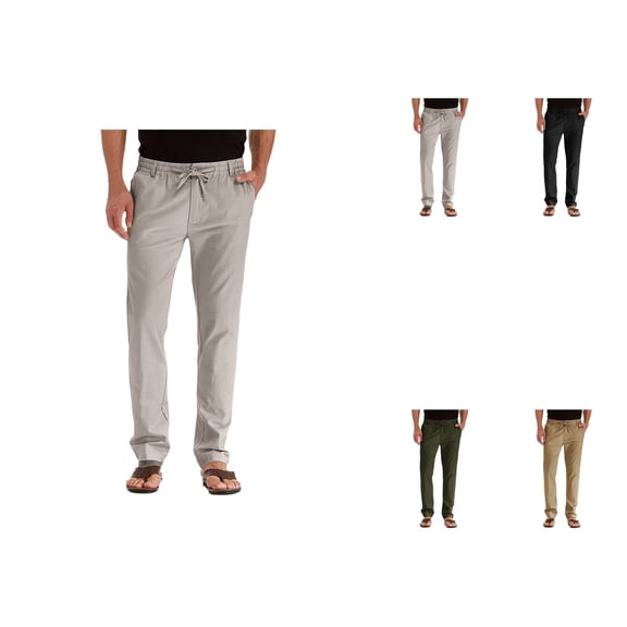 Mens Casual Pants with Elastic Waistband, Zip Fly, Adjustable Internal Drawstring, Jogging Sweatpants, Multiple Colors, Various Sizes