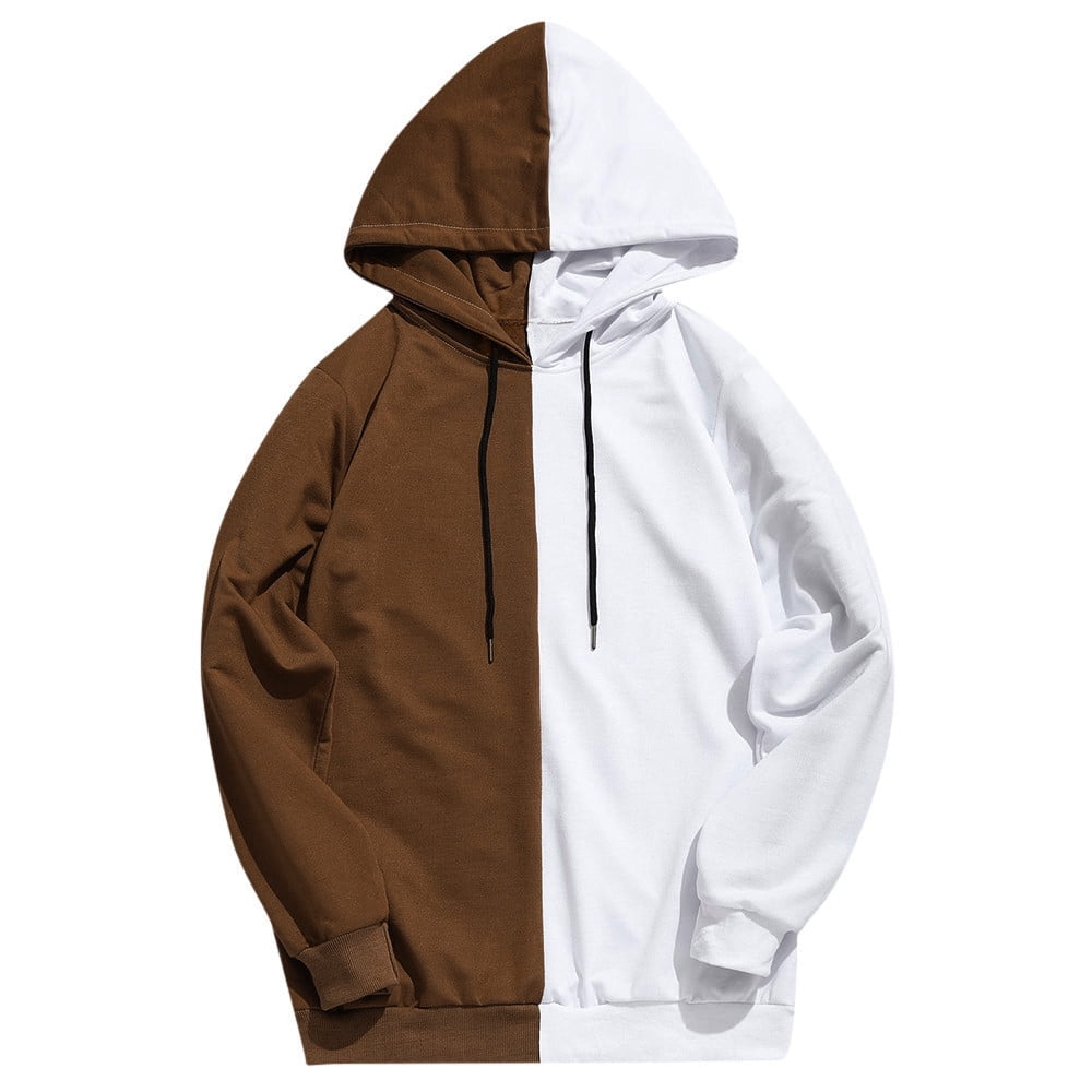 Mens Casual Patchwork Slim Fit Hoodie Outwear Blouse Sweatshirt