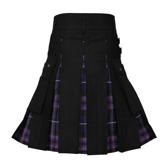 Mens Tennis Plaid Skirt Optimized Smart Pleated Pocket Trousers for Everyday Style Purple M