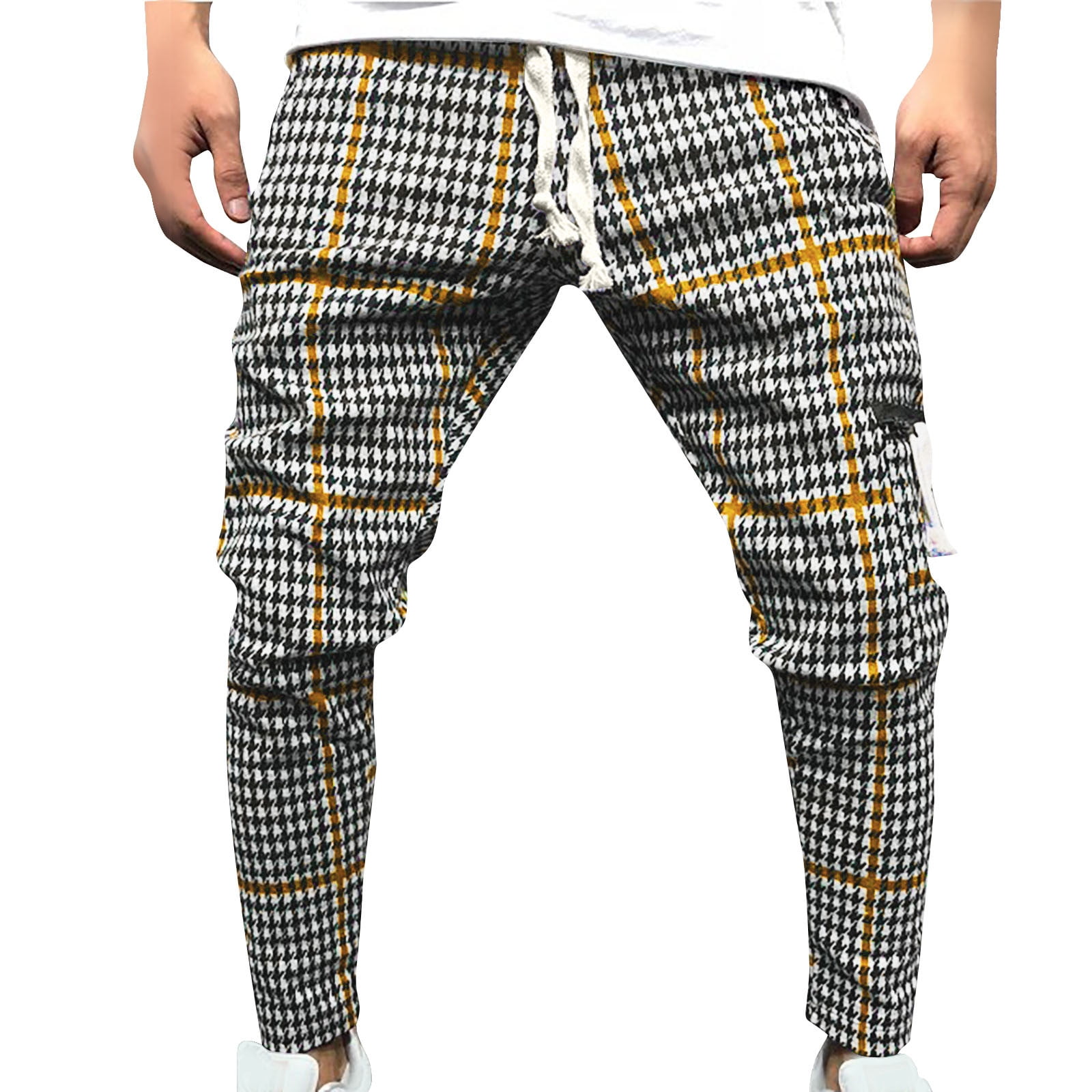 Mens plaid tapered pants deals