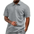 thumbnail image 1 of Mens Casual Polo Shirt Jacquard Plaid Lapel Button Short Sleeve Tunic Shirts Summer Beach Knit Golf T Shirts, 1 of 5