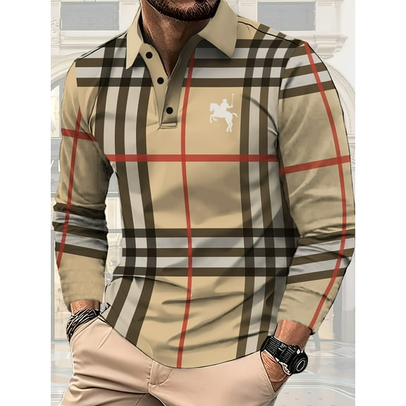 Mens Casual Polo Shirt Quick Dry Business Office Work Slim Long Sleeve Stretch Lightweight Shirt Tops Beige XL