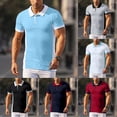 thumbnail image 1 of Mens Casual Polo Shirt Short Sleeve T Shirt Summer Color Block Outdoor Collared Top Grey XL, 1 of 8
