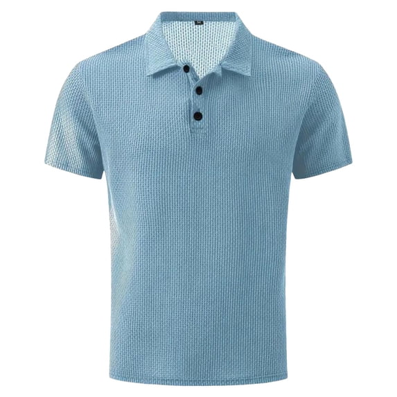 Mens Casual Polo Shirt Short Sleeve Vacation Button Summer Beach Knit Stretchy Golf Shirts Button Up Shirts