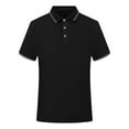 thumbnail image 1 of Mens Casual Polo Shirts Classic Short Sleeve Golf Shirt Fashion Button Cotton Top with Pocket Black XXL, 1 of 4