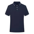 thumbnail image 1 of Mens Casual Polo Shirts Classic Short Sleeve Golf Shirt Fashion Button Cotton Top with Pocket Dark Blue S, 1 of 4