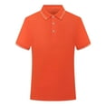 thumbnail image 1 of Mens Casual Polo Shirts Classic Short Sleeve Golf Shirt Fashion Button Cotton Top with Pocket Orange S, 1 of 4