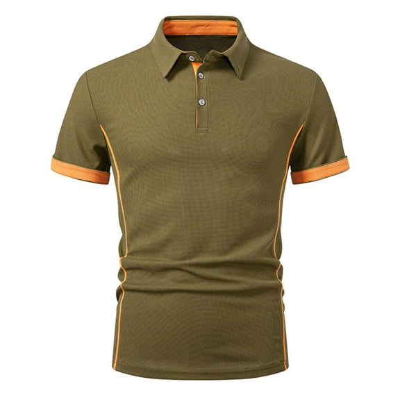 Mens Casual Polo Shirts Classic Short Sleeve Golf Shirt Fashion Button Cotton Top with Pocket