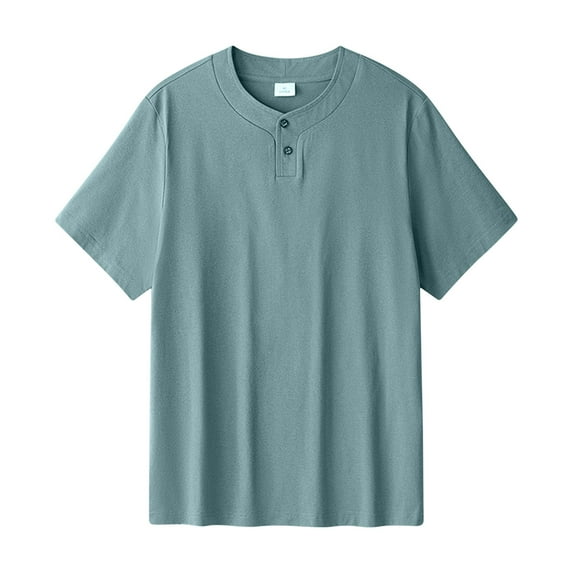 Mens Casual Premium Slim Fit Henley T-Shirts Short Sleeve Lightweight