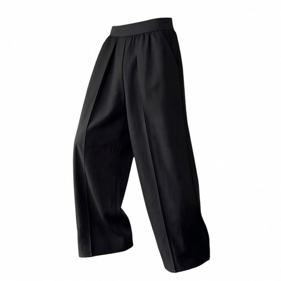 Mens Casual Pull on Golf Pants Lightweight Suit Dress Pants Loose Fit Pleated Slacks Summer Beach Yoga Trousers Size 3XL Black