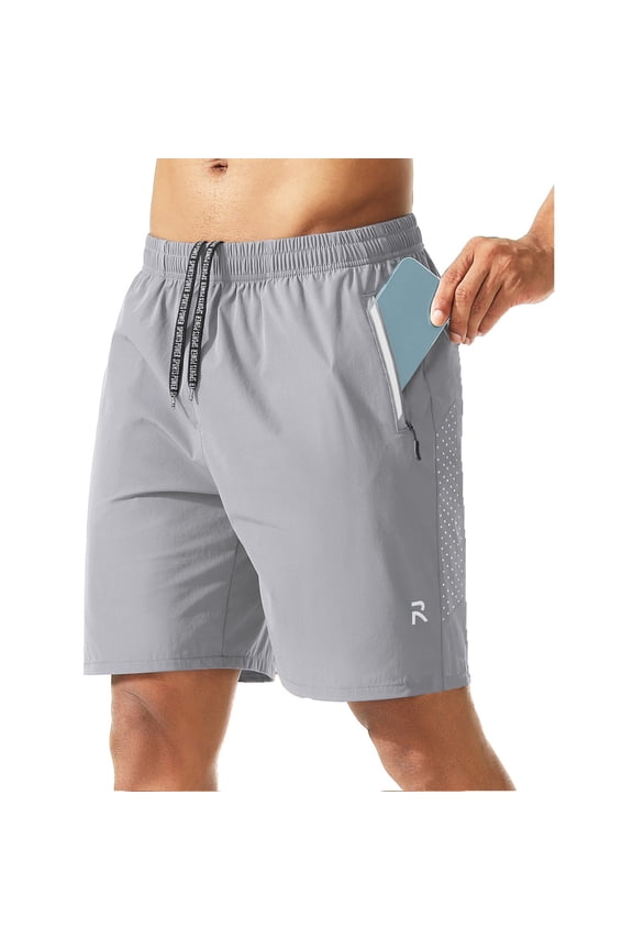 Mens Casual Running Athletic Nylon Shorts for Summer Cooling Running Workout Shorts Jogger Trunks Elastic Waist with Pocket,L
