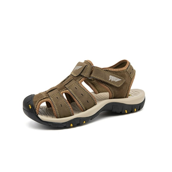 Mens Casual Sandals Outdoor Closed Toe Hiking Lightweight Comfortable Fisherman Shoes Brown 9.5 US