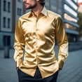 thumbnail image 1 of Mens Casual Satin Silk Button Down Dress Shirt Slim Fit Party Long Sleeve Shirts, 1 of 11