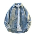 thumbnail image 1 of Mens Casual Shacket Denim Twill Lightweight Jackets Button Down Shirt Jacket with Pockets Coat Casual Varsity Jackets (Light Blue,Large), 1 of 4