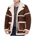 thumbnail image 1 of Mens Casual Sherpa Fleece Lined Jackets Winter Warm Fuzzy Collar Long Trench Coats Big and Tall Outwears Lightweight Shearling Coat with Pockets, 1 of 6