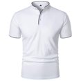 thumbnail image 1 of Mens Casual Shirts Classic Short Sleeve T-Shirts Button Down Cotton Tops Fashion Color Block Loose Fit Blouses, 1 of 5