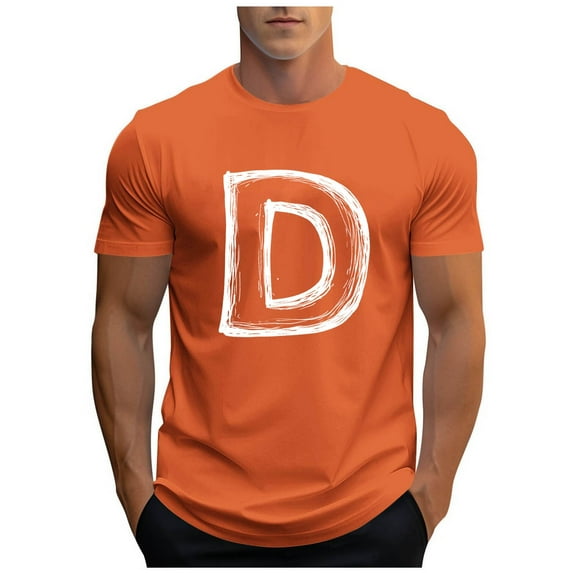 Mens Casual Shirts Fashion Letter Graphic Round Neck Short Sleeve T-Shirt Loose Summer Workout Vacation Blouse