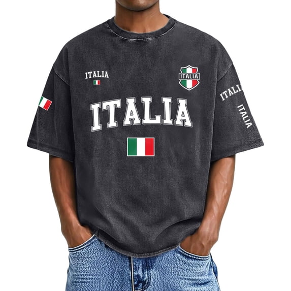 Mens Casual Shirts Italian Washed Print Graphic Design Comfort Fashion Mens Sprimg Clothing,Black,2XL