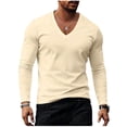 thumbnail image 1 of Mens Casual Shirts,Long Sleeve Shirts for Men Casual Soft Breathable Full Solid Color V Neck T Shirts Top, 1 of 6