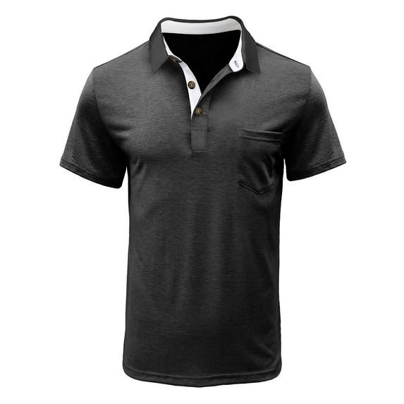 Mens Casual Shirts Men Short Sleeve Solid Casual Fashion Turn-down Collar Pullover Buttons T Shirt Blouse