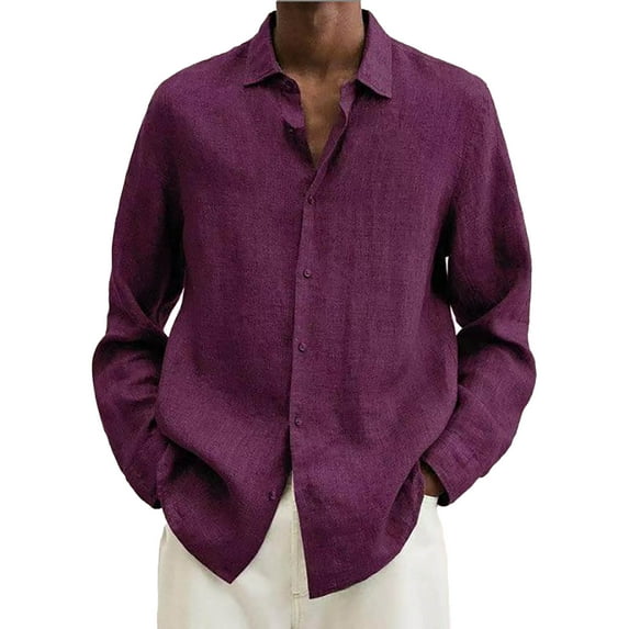 Mens Casual Shirts,Men'S Fall Cotton Casual Large Size Loose Shirt Men's Lapel Long-Sleeved Shirt,Mens Dress Shirts Long Sleeve(Color:Red,Size:M)