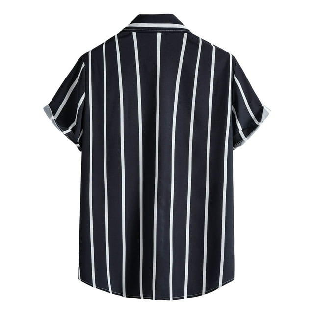 Mens Shirts,Men Spring Summer Striped Turndown Collar Casual Short