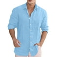 Mens Casual Shirts,Mens Casual Loose Solid Color Lapel Pocket Long