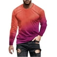 thumbnail image 1 of Mens Casual Shirts Qiggri Men Casual Gradation Printed Round Neck Long Sleeve Pullover T-Shirt Blouse, 1 of 5