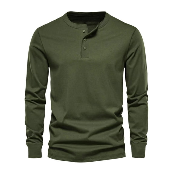 Mens Casual Shirts Qiggri Men's Casual Solid Colour Round Neck Sports Top Long Sleeved Top