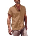 thumbnail image 1 of Mens Casual Shirts Qiggri Summer Men's Solid Color Cardigan Loose Short Sleeved Top Pocket Casual Shirt Men's Short Sleeved Lapel Top/Shirt Men's Shirts, 1 of 5