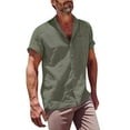thumbnail image 1 of Mens Casual Shirts Qiggri Summer Men's Solid Color Cardigan Loose Short Sleeved Top Pocket Casual Shirt Men's Short Sleeved Lapel Top/Shirt Men's Shirts, 1 of 5