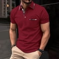 thumbnail image 1 of Mens Casual Shirts Solid Collared Short Sleeve Classic Pullover Patchwork Print Stretch Comfy Daily Shirts for Men, 1 of 6