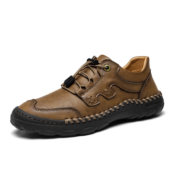 Mens Casual Shoes Leather Walking Driving Business Work Office Oxford Flats Handmade Fashion Comfortable Breathable Loafers Brown 8.5 US