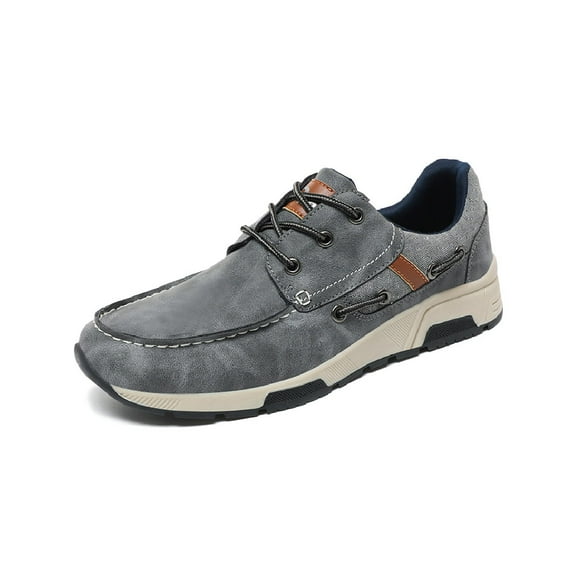 Mens Casual Shoes Summer Fashion Breathable Sneakers Soft Comfortable Lace-up Walking Shoes Non-slip Driving Shoes Gray 10 US