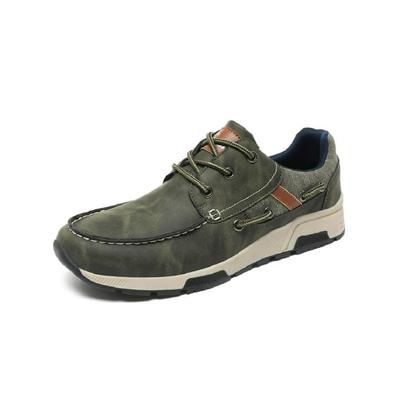 Mens Casual Shoes Summer Fashion Breathable Sneakers Soft Comfortable Lace-up Walking Shoes Non-slip Driving Shoes Green 8.5 US