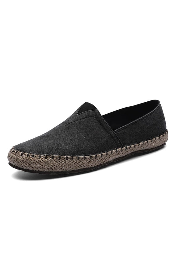 Mens Casual Shoes Woven Linen Slip On Breathable Lightweight Fisherman Shoes Casual Canvas Footwear For Summer ,Us Size:9.5