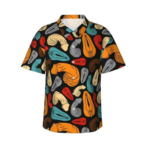 Mens Casual Short Sleeve Button Down Hawaiian Shirts,Colorful Abstract Shirts Regular Fit Beach Summer Shirts with Front Pocket,M