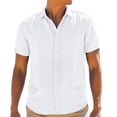 thumbnail image 1 of Mens Casual Short Sleeve Cotton Linen Shirts Buttons Down White Summer Beach Vacation Shirts 2XL, 1 of 6
