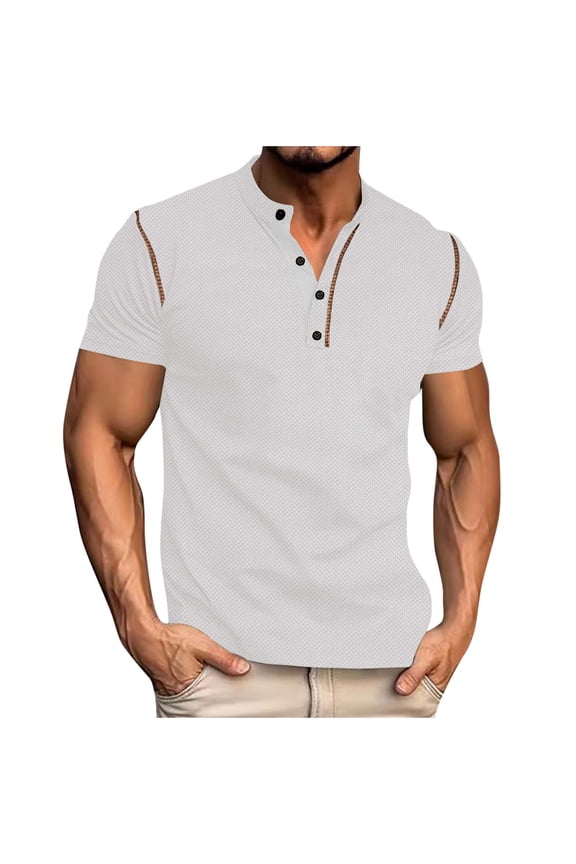 Mens Casual Short Sleeve Henley Shirts Button Tee Shirts Basic Classic Shirt with Pocket
