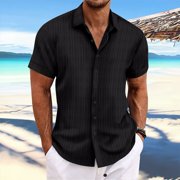 Mens Casual Short Sleeve Loose Blouse Button Down Shirts Tops Party T Dress Up