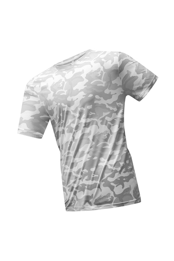 Mens Casual Short Sleeve Shirts Quick Dry Fashion Crew Neck Button Workout T Shirts White L